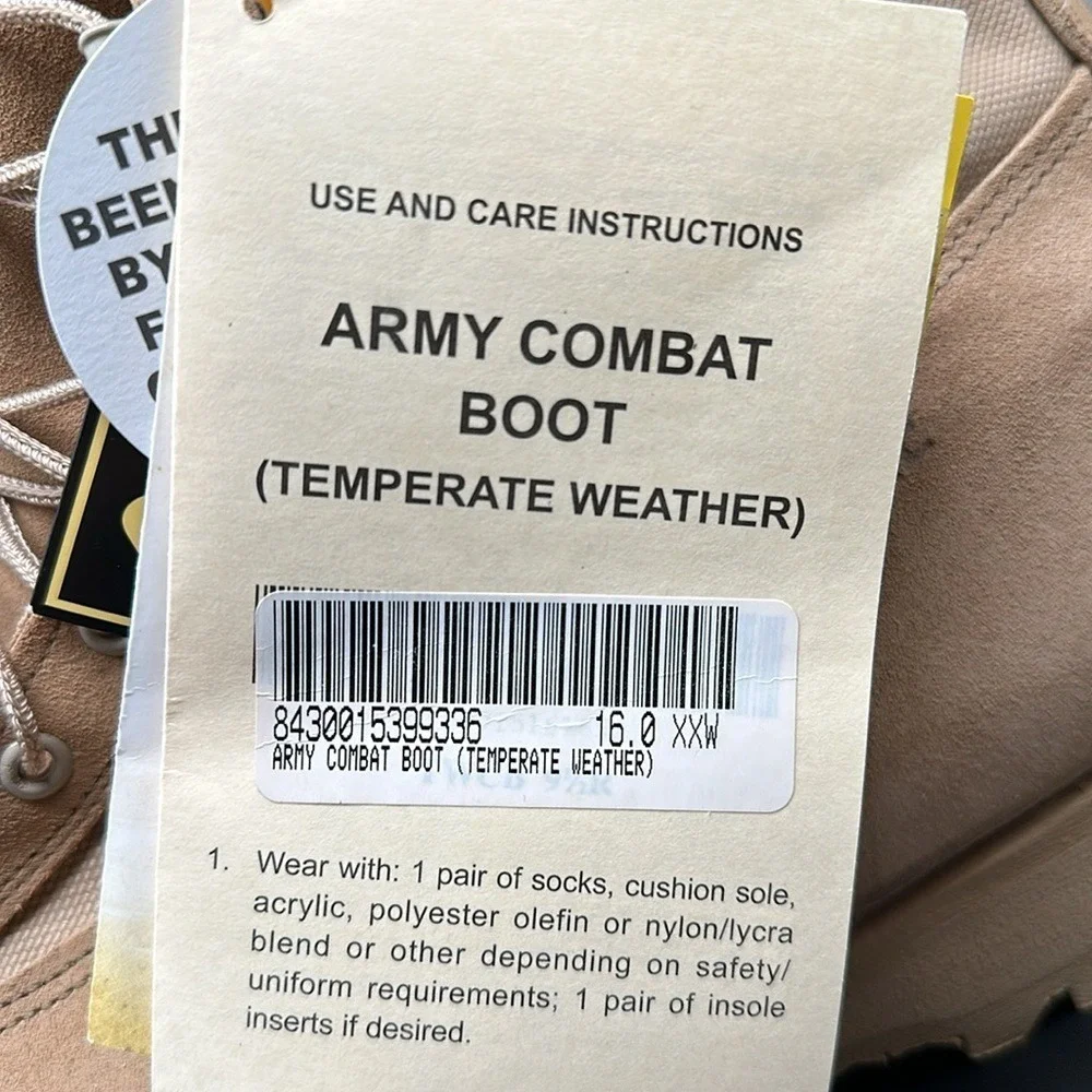 Belleville Army Combat Boots Temperate Weather Gore-Tex Tan‎ Men's Sz 16 XXW